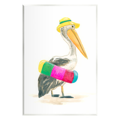 Az-945-Framed " Pelican And Beach Tube " by June Erica Vess