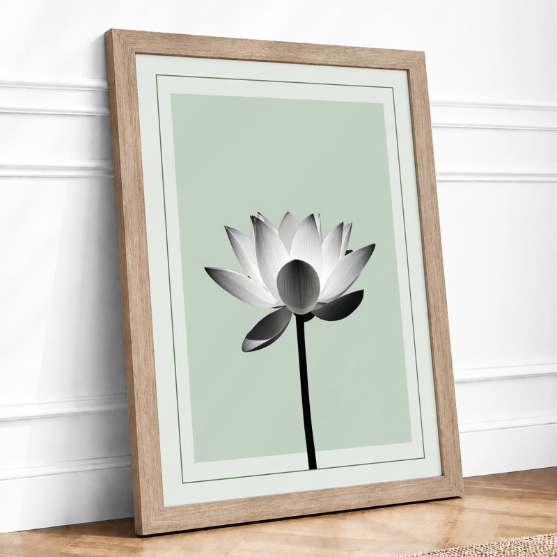 Lotus In Stillness Botanical - Print, A2 - 59.4 x 42.0 cm, Oak