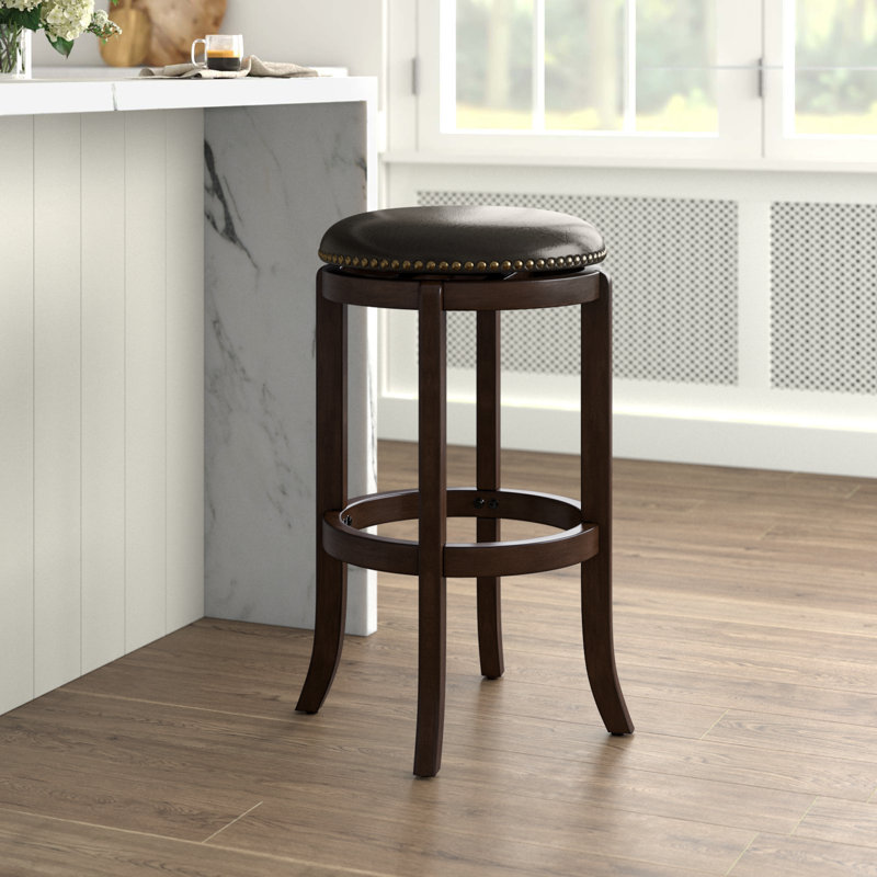 Tabouret de bar et de comptoir pivotant Ameil, Cappuccino, Tabouret de comptoir (assise de 24 po de hauteur)