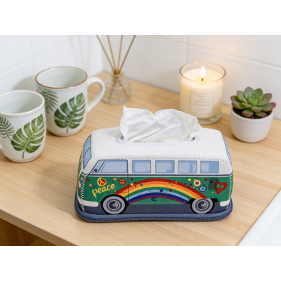 Officially Licensed Volkswagen T1 Bus Neoprene Tissue Box Holder Dispenser - Soft Splash-Resistant Cover For Bathroom, Kitchen, Or Office