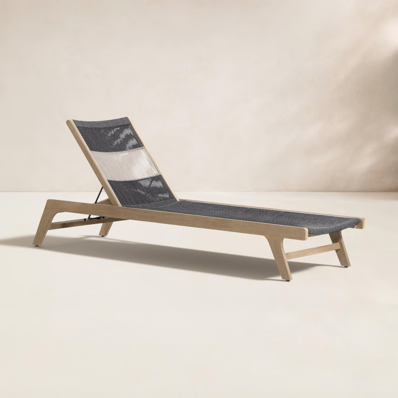 Doritta Outdoor Teak Wood Chaise Lounge, Washed Brown