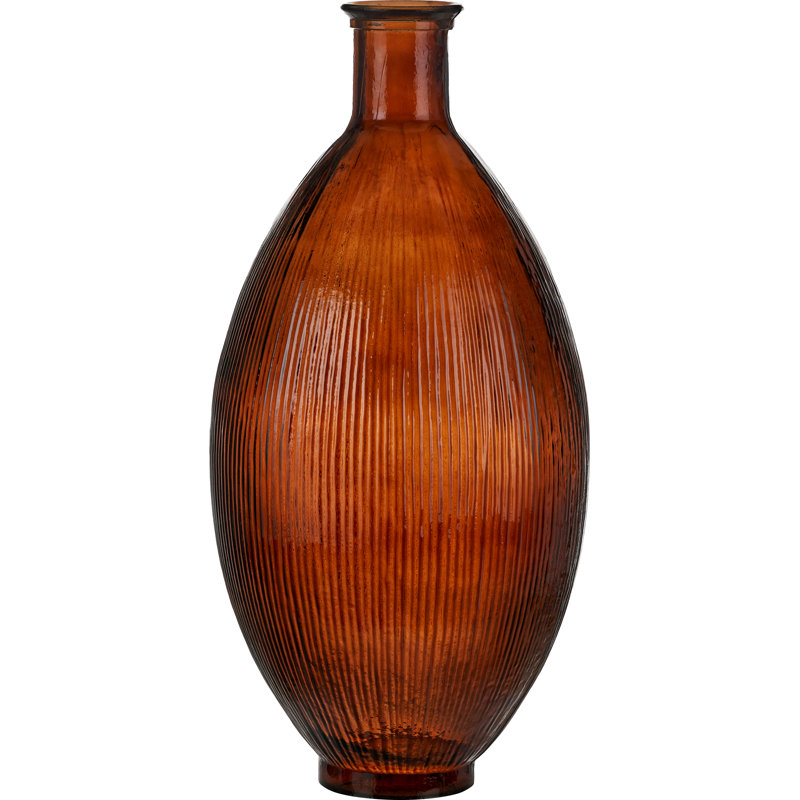 Handmade Glass Floor Vase, Pecan Brown