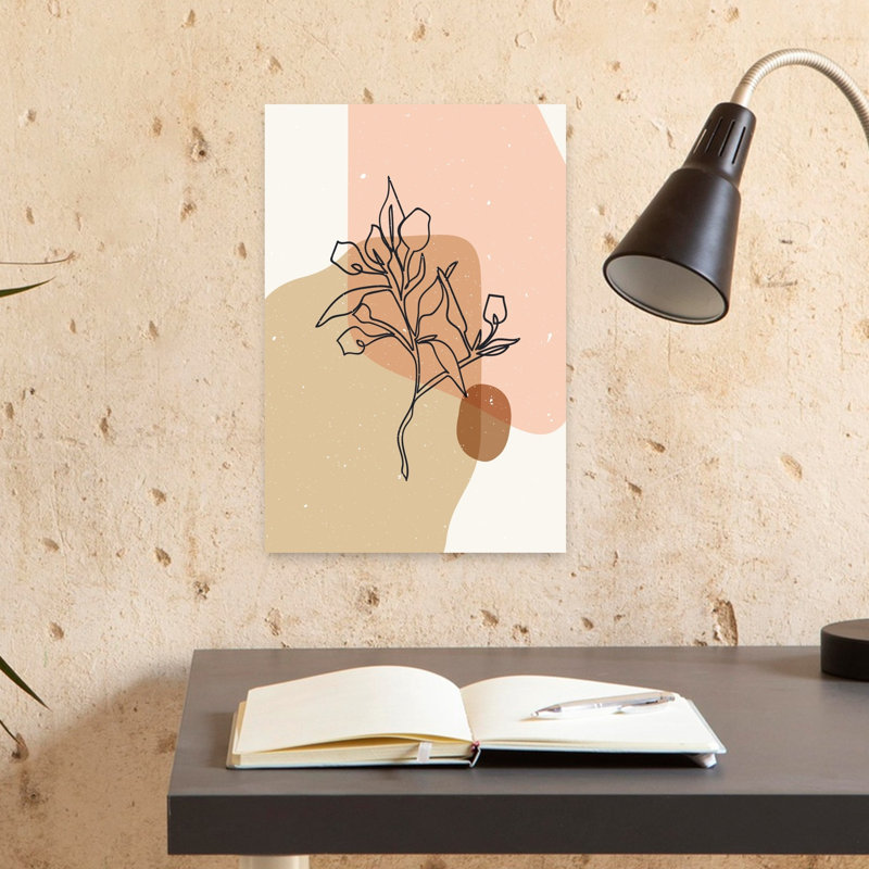 Composition abstraite abstraite, 14 fleurs contemporaines minimalistes, art mural, 18" H x 12" W