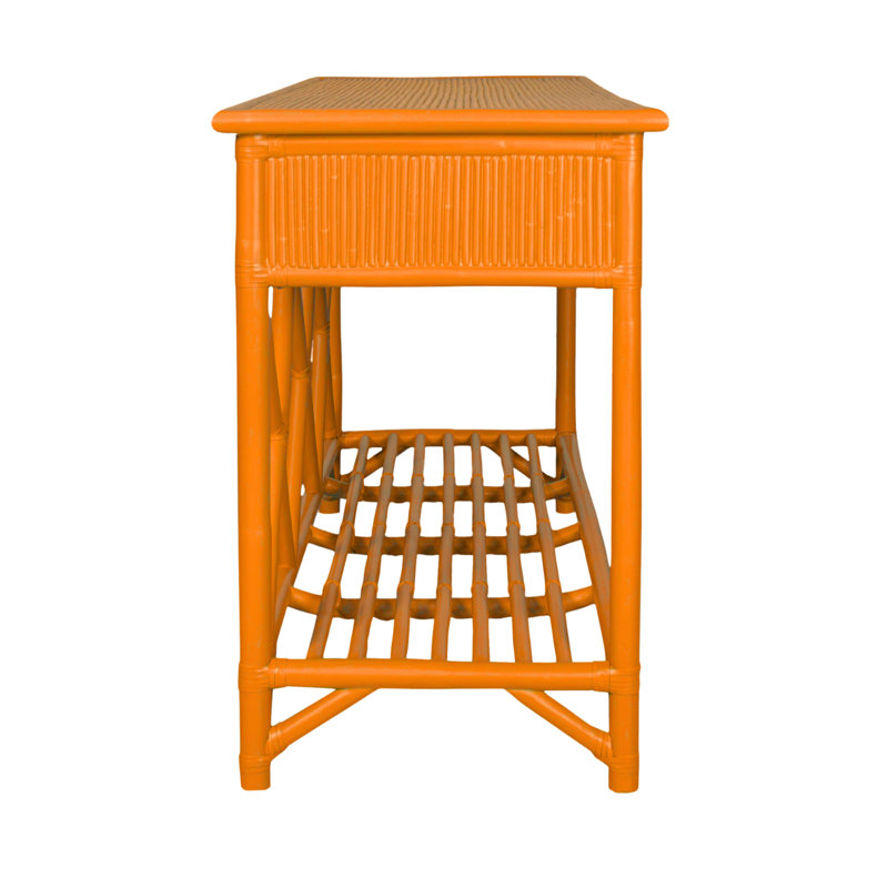54'' Wide 3 Drawer Rattan Wood Sideboard, Citrus Orange