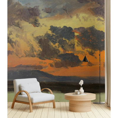 Papier peint coucher de soleil coucher de soleil orange Moody