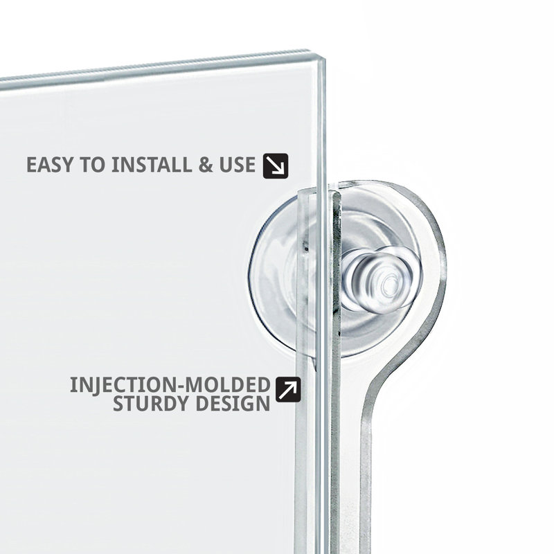 Azar Displays Clear Acrylic Window/Door Sign Holder Frame with Suction Cups 11''W x 8.5''H, 2-Pack (Set of 2)