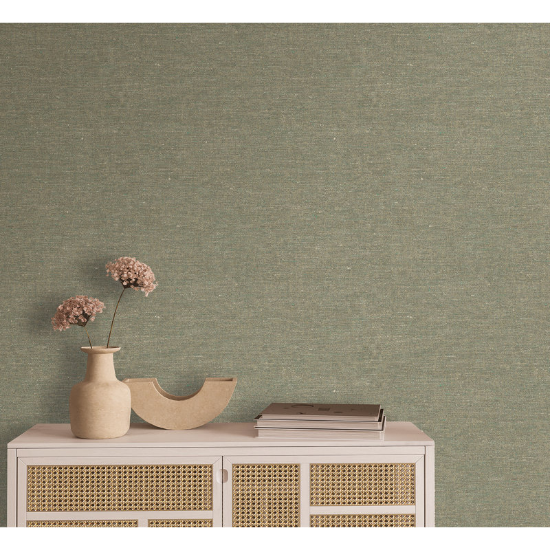 Papier peint texturé imitation chanvre, Vert olive