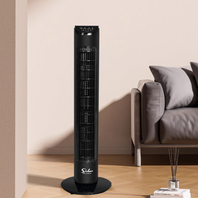 32 po Ventilateur oscillant électrique noir avec télécommande pour l'intérieur, la chambre à coucher et le bureau personnel