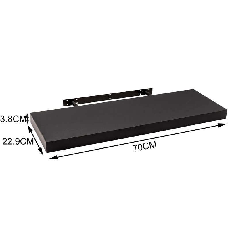 Floating Shelf, 22.9cm H x 70cm W  x 3.8cm D, Black