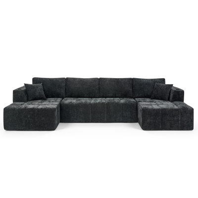 132" U-Shaped Chenille Sectional Sofa
