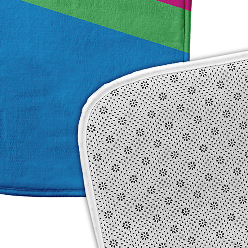 Aikaterini Memory Foam Non-Slip Bath Mat, Hot Pink/Green/Blue