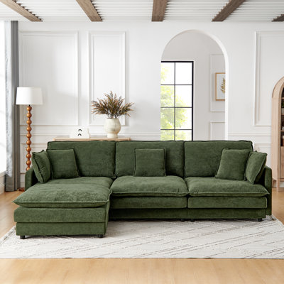 Canapé modulaire en L avec repose-pieds et canapé convertible surdimensionné pour 4 personnes Modern Home Living, vert