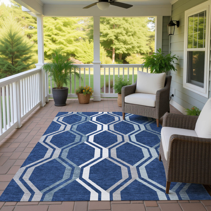 Machine Washable Indoor/Outdoor Hashlamoun ACN2326 Mid-Century Modern Rug, Rectangle 3' x 5'