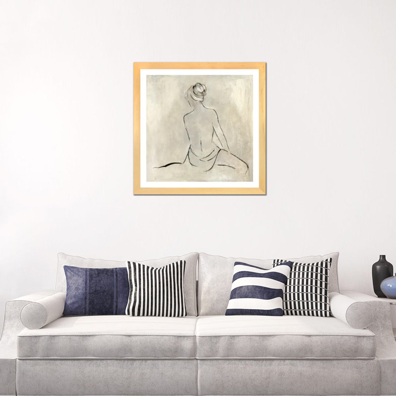 «Bather II» par Sally Swatland - impression d'art graphique, H 24 po x l 24 po x p 1 po, Blanc