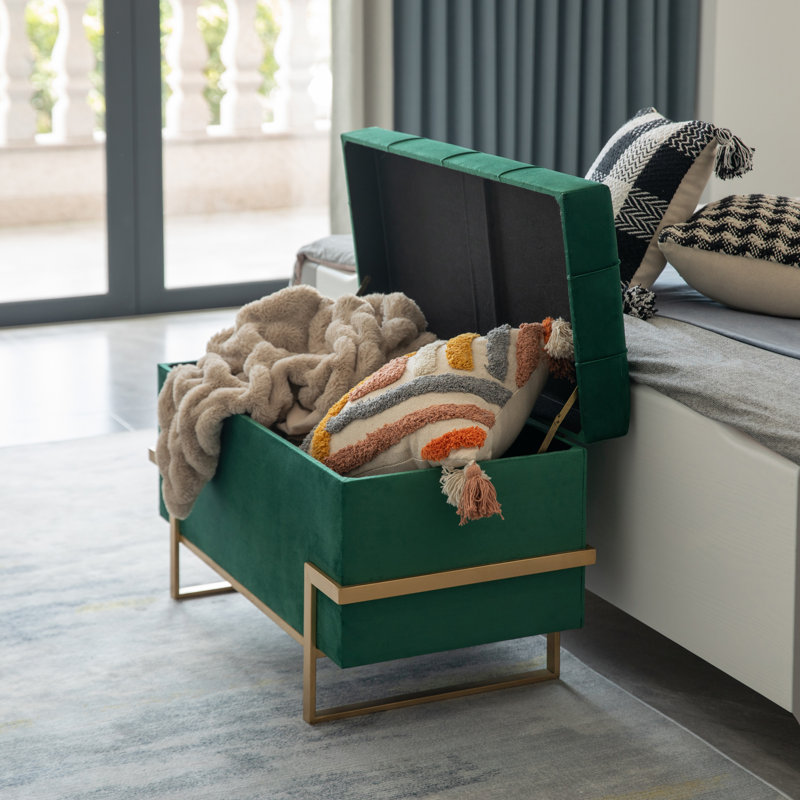 Havenhill Velvet Ottoman, Green Large