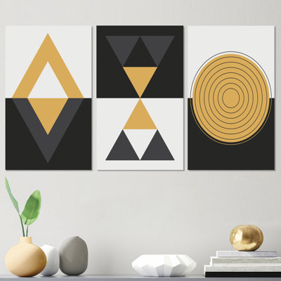 Designs abstraits minimalistes en couleurs rétro - ensemble d'art moderne Mid-Century de 3 pièces