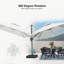 Parasol carré large 10 "x 13" pour l'extérieur, double toile, tissu haut de gamme, avec base, blanc-112902292