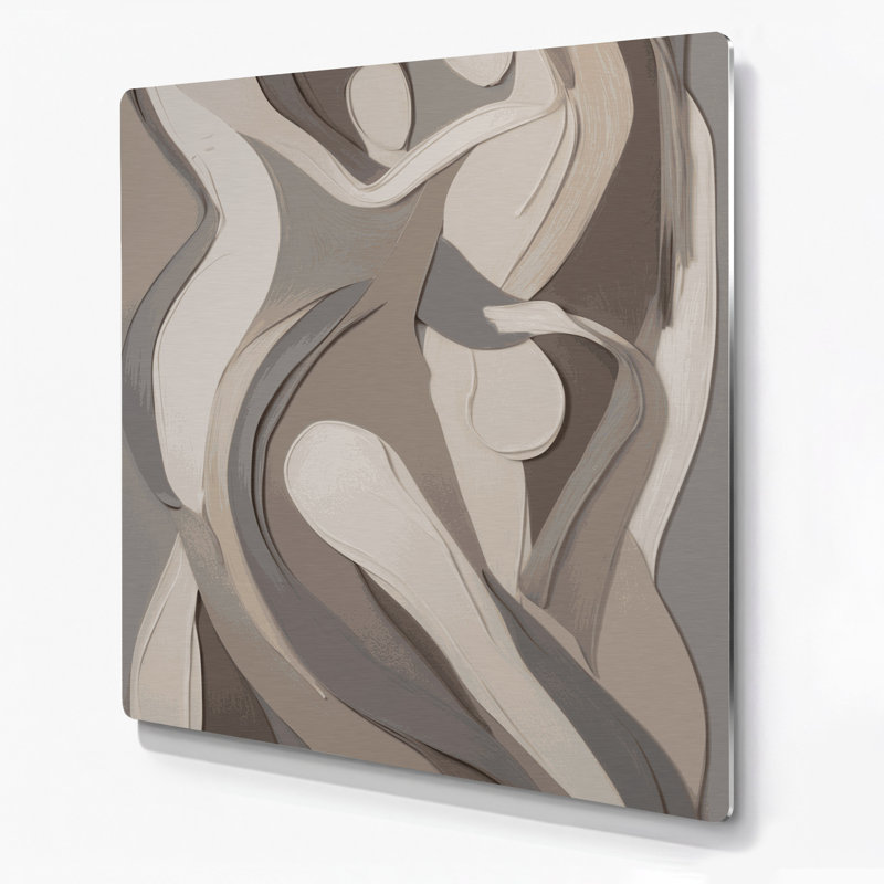 Abstrait art mural gris figuratif 26, H 12 po x l 12 po