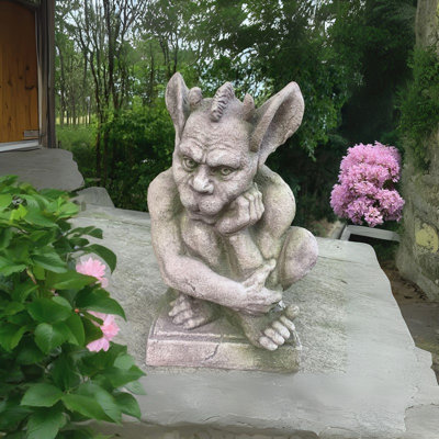 18in. Tall Gargoyle Statue Kneeling in Thought