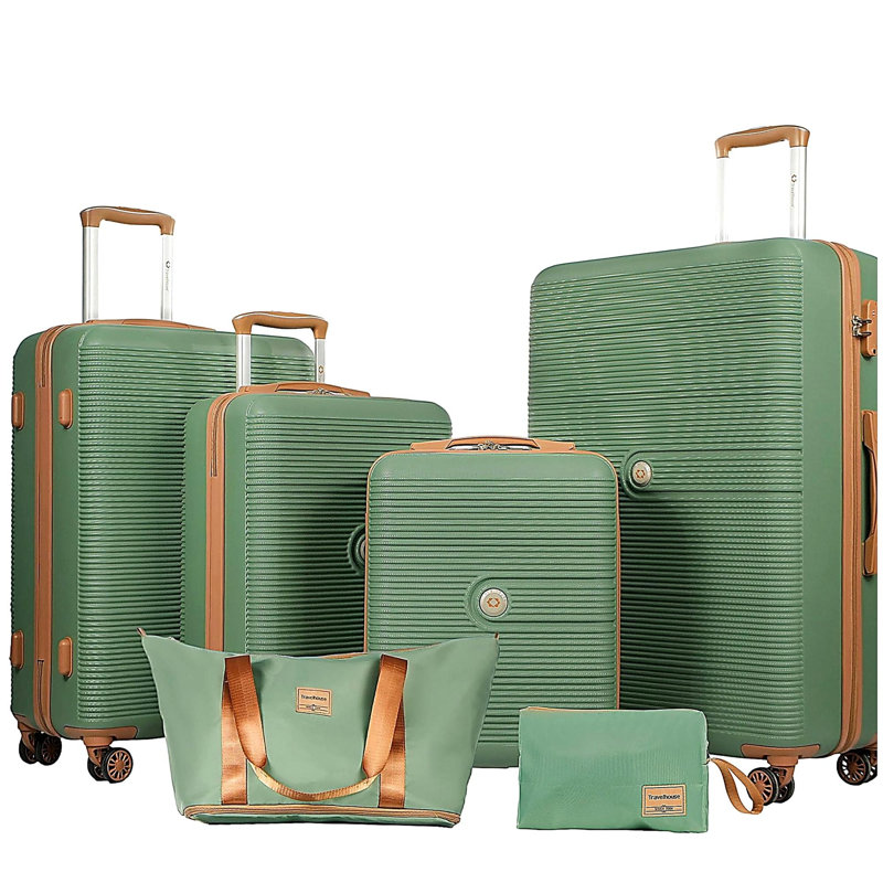 Ensemble 6 pièces de valises rigides Hardshell avec roulettes TSA VERT
