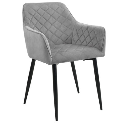 Leonardville 49cm H Tufted Velvet Upholstered Upholstered Back Side Chair in Gray