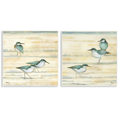 «Sandpipers Abstract Water Shoreline», ensemble de 2 plaques murales par Paul Brent