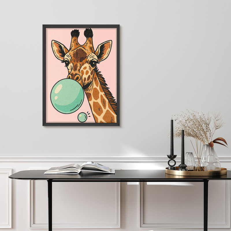 Art mural encadré Pop Art girafe, H 14 po x l 11 po, Noir
