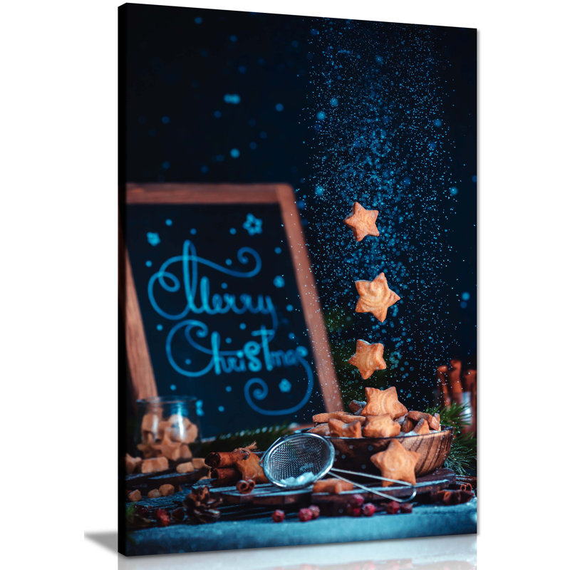 Make A Wish Star Shaped Sugar Cookies On Christmas - Wrapped Canvas Print, 91cm H x 61cm W