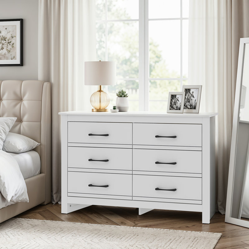 Limestone Alezae 6 Drawer Chest of Drawers, White