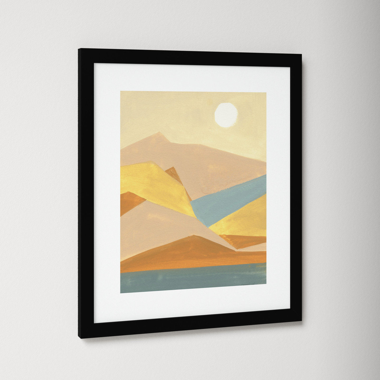 Retro Abstract I Southwest Mountains Print, Black Framed Paper, 19.38" H x 16.38" W x 0.88" D