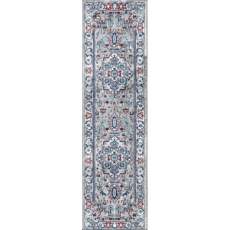 Tapis gris clair / bleu Lawrence Hill, Tapis de couloir 2 pi 3 po x 8 pi