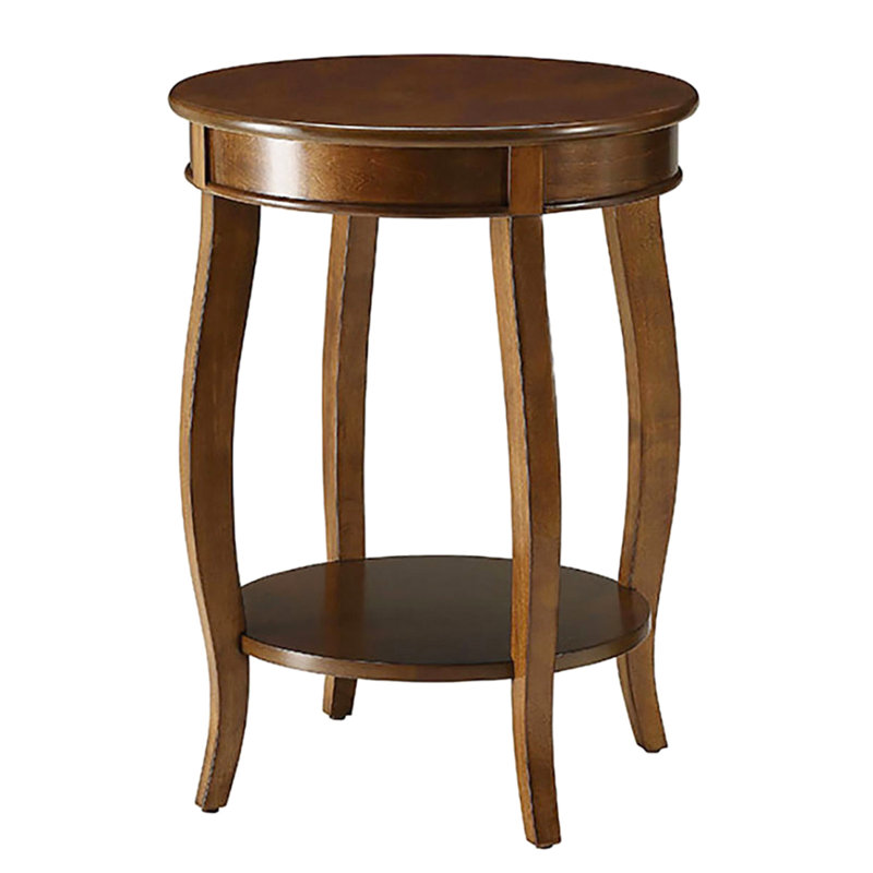 Table d'appoint en noyer avec tablette inférieure pour rangement décoratif