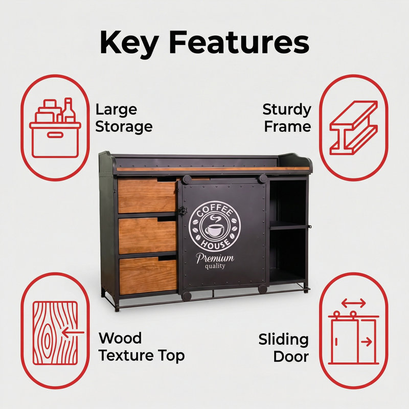 Armoire de salle à manger en fer forgé de style américain