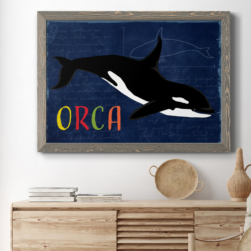 " Orca " Painting Print, 31" H x 44" W x 1" D, Gray
