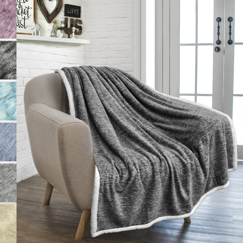 Hand Woven Throw Blanket, Melange Charcoal, 50" W x 60" L