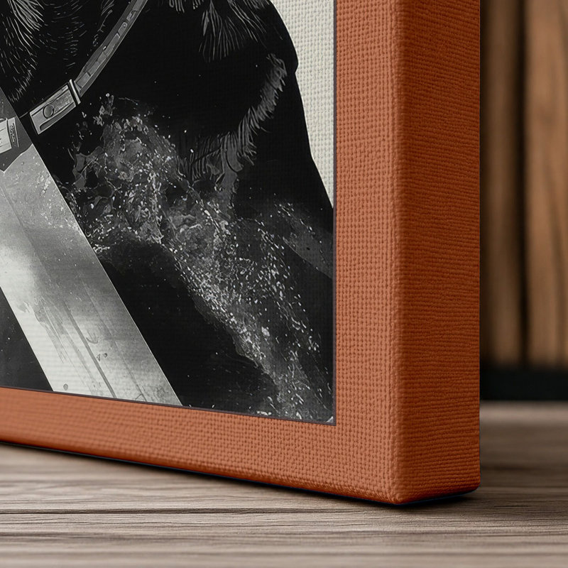 Dog and Geometry Modern - Wrapped Canvas, 18x12 - 45.7 x 30.5 cm, Terracotta Border