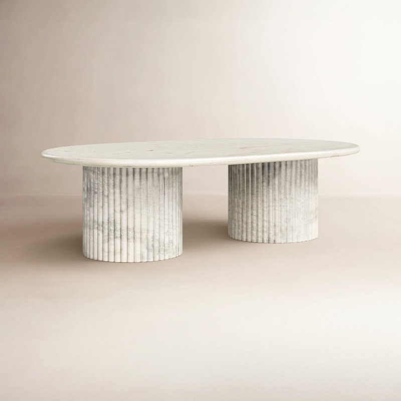Verbana Marble Top Single Coffee Table, Polished White