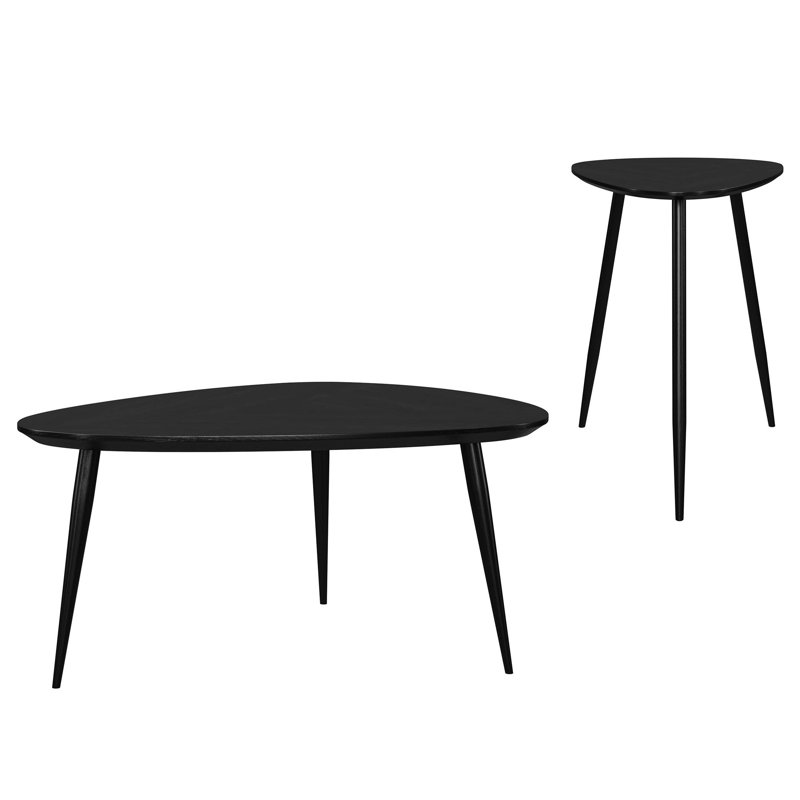 Ensemble de tables basses et de tables de bout noires 2 pièces Xander
