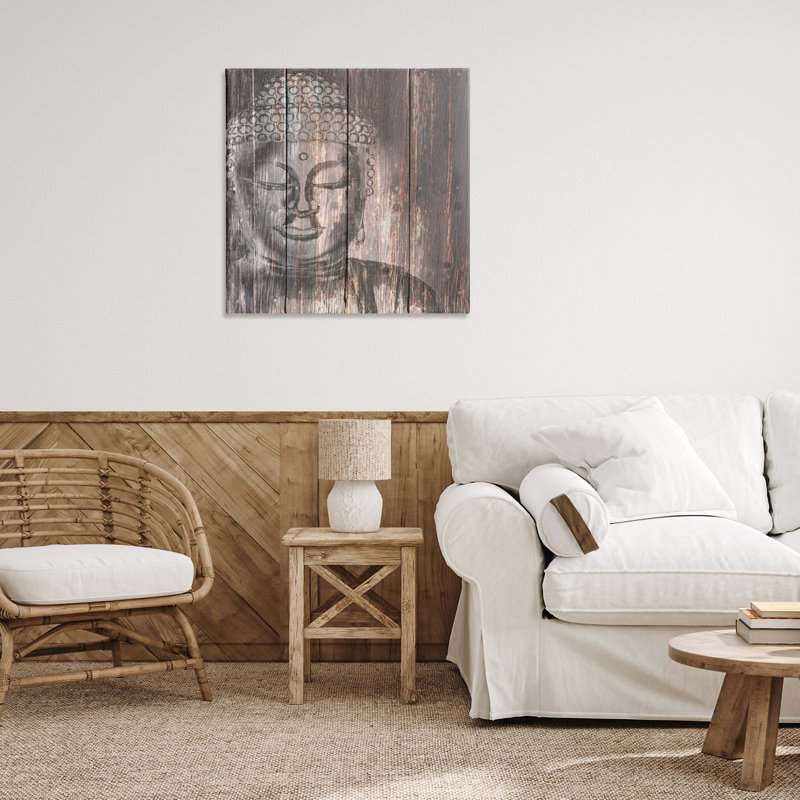 «Rustic Buddha Face» par Conrad Knutsen, H 30 po x l 30 po