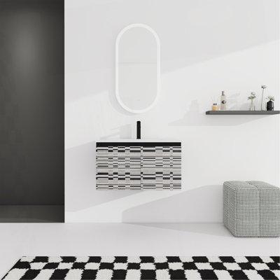 Meuble-lavabo mural flottant 30 po avec lavabo en céramique et porte d'armoire à fermeture en douceur