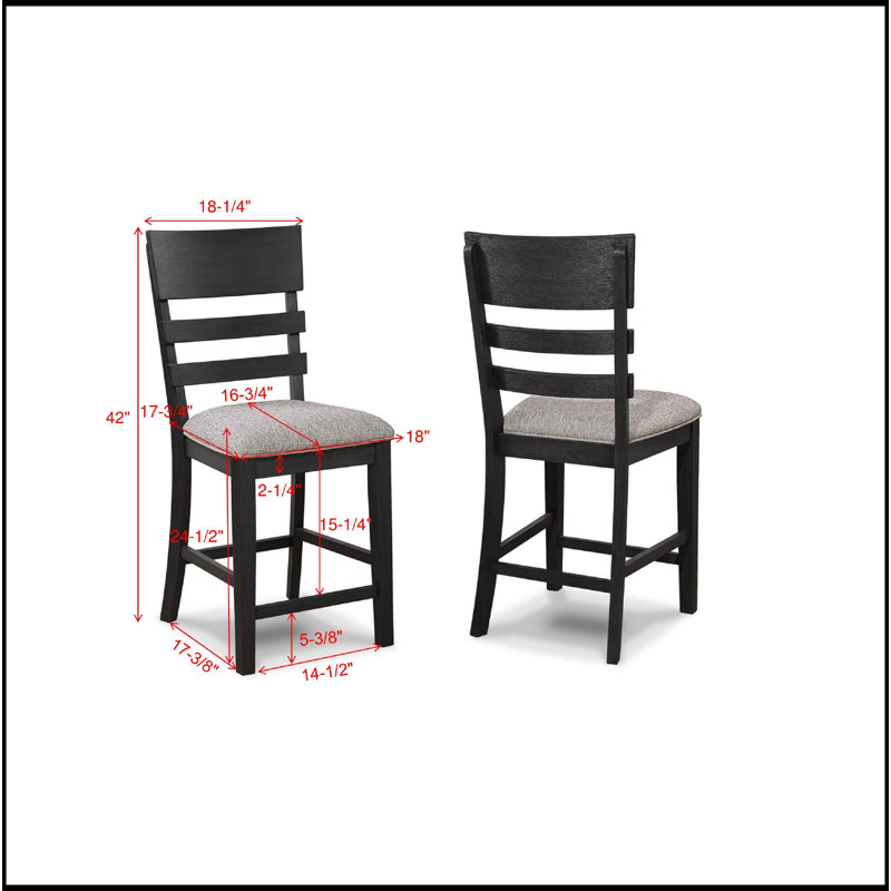 Mobilier de salle à manger en bois à dossier et échelle 2 pièces noir / gris