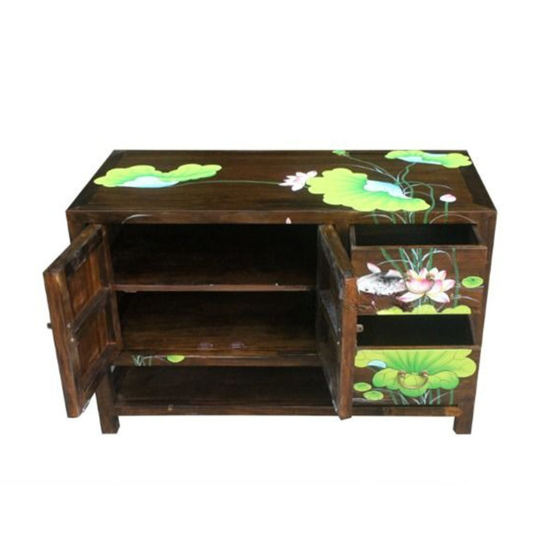 Nouveau tabouret à chaussures en bois de camphre chinois peint à la main
