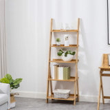 Elberta Bamboo Ladder Bookcases Ladder Bookshelf Storage Rack Flower Plant Stand Shelf Organizer Display Shelf
