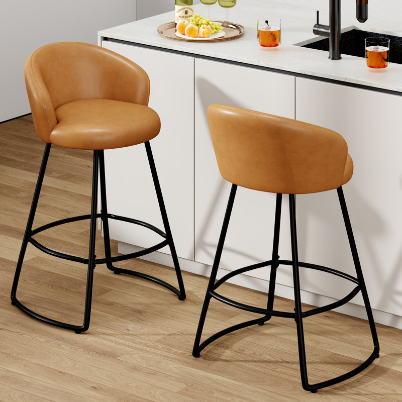 Tabouret de comptoir rembourré avec structure en métal, Tabouret de comptoir (siège d'une hauteur de 26 p