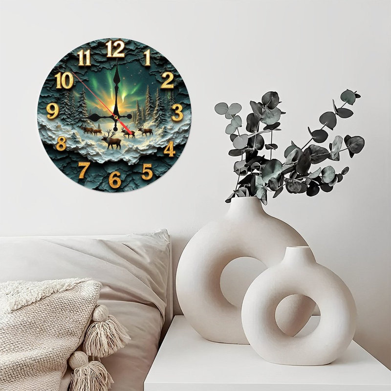 Horloge murale renne d'hiver