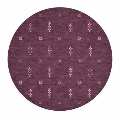Hand Knotted Loom Wool Eco-Friendly Area Rugs  - Round | Purple Color | Contemporary Modern Design, High Pile Handmade Anti Skid Area Rugs for Living Room, Bed Room (L00501)