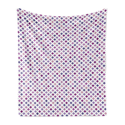 Ambesonne Grid Fleece Throw Blanket Diagonal Squares Mesh Multicolor