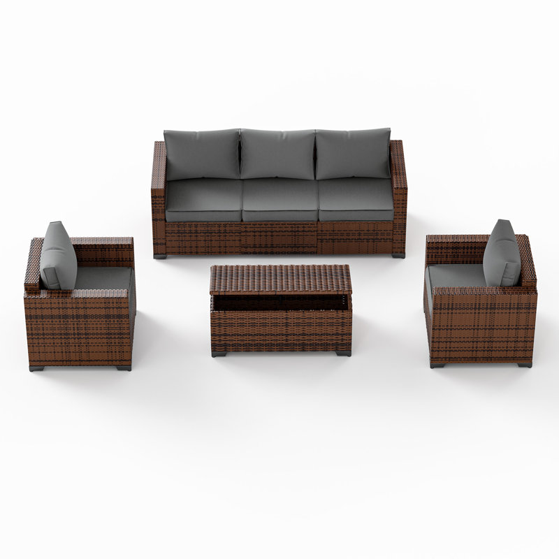5-Person Seating Group With Storage, Gray