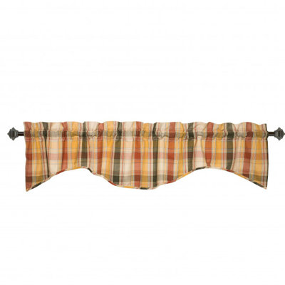 Ladene Cotton Checkered Scalloped Window Valance