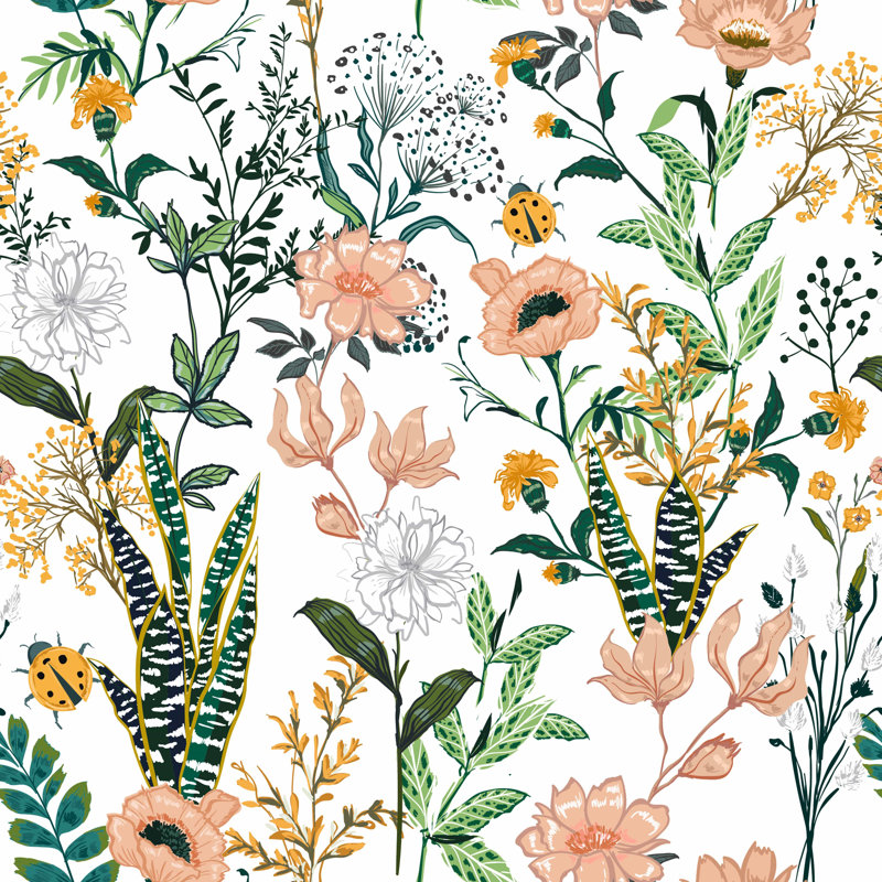 Beautiful Field Flowers Peel And Stick Wallpaper, 10.42" L x 25" W